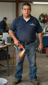 Male Cutting Torch Operator Stock Photo
