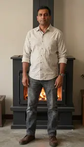 Male Furnace Mason Stock Photo