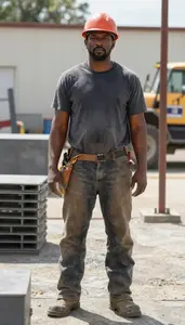 Male Precast Concrete Ironworker Stock Photo