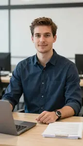 Male Student Admissions Clerk Portrait Stock Photo