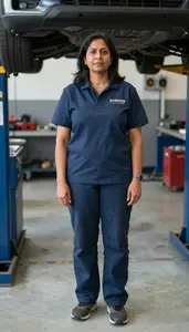 Female Automotive Alignment Specialist Portrait Stock Photo