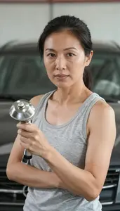 Female Automotive Spray Painter Stock Photo