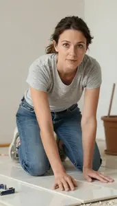 Female Ceramic Tile Installation Helper Portrait Stock Photo