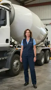 Female Concrete Mixer Truck Driver Portrait Stock Photo