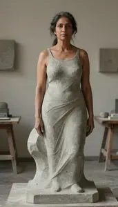 Female Concrete Sculptor Stock Photo