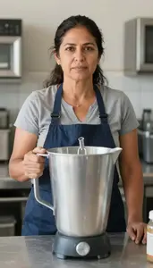 Female Feed Mixer Operator Stock Photo