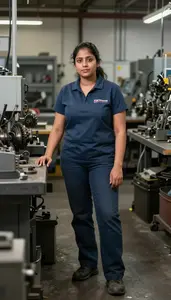 Female Gear Machinist Stock Photo