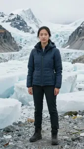 Female Glaciologist Portrait Stock Photo