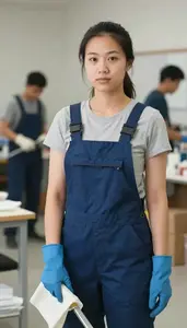 Female Janitors And Building Cleaners Portrait Stock Photo