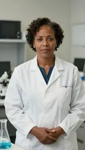 Female Nuclear Chemist Stock Photo