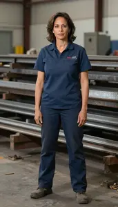 Female Reinforcing Steel Worker Stock Photo