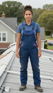 Female Residential Roofer Helper Professional Stock Image