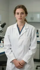Female Swine Genetics Researcher Stock Photo