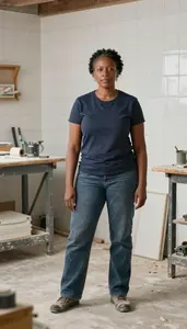 Female Tile Mason Stock Photo