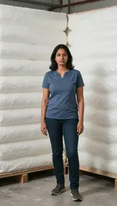 Female Cellulose Insulation Helper Stock Photo