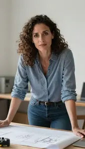 Female Civil Drafter Portrait Stock Photo