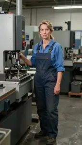 Female Cnc Machinist Professional Stock Photo