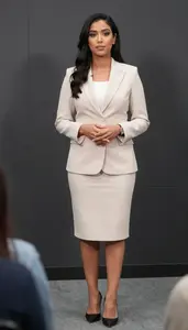 Female Commercial Announcer Stock Photo
