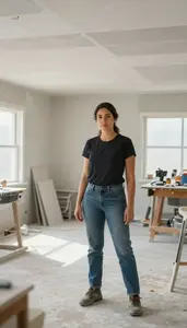 Female Drywall Installers Ceiling Tile Installers And Tapers Professional Stock Photo