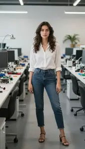 Female Electronic Parts Designer Professional Stock Photo