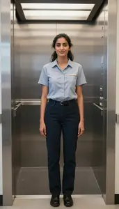 Female Elevator Service Technician Professional Stock Photo