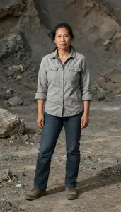 Female Mining Production Geologist Portrait Stock Photo