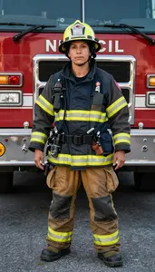 Female Municipal Firefighter Portrait Stock Photo
