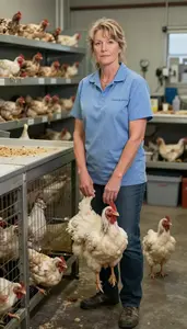 Female Poultry Inseminator Professional Stock Photo