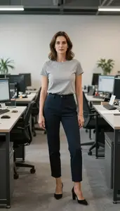 Female Production Cost Estimator Stock Photo