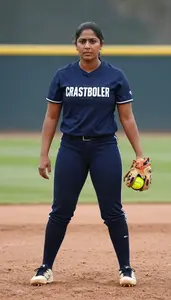 Female Professional Softball Player Portrait Stock Photo