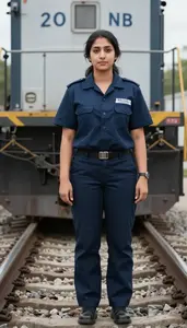 Female Railroad Brake Operator Portrait Stock Photo