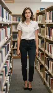Female Reference Librarian Portrait Stock Photo