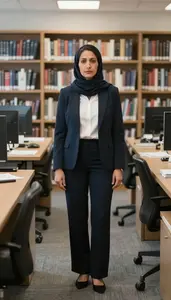 Female Reference Librarian Stock Photo