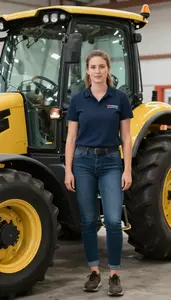 Female Road Grader Portrait Stock Photo