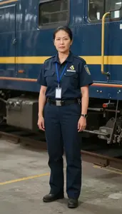 Female Train Brake Operator Portrait Stock Photo