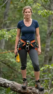 Female Utility Arborist Stock Photo