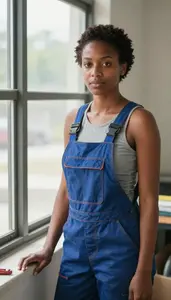 Female Window Glazier Helper Portrait Stock Photo