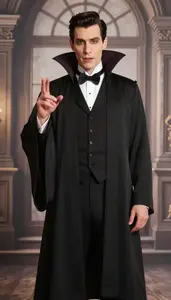 European In 50s In Classic Gothic Vampire Costume
