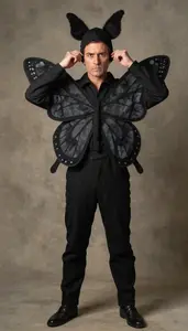 Man In Late 30s Wearing Butterfly Costume