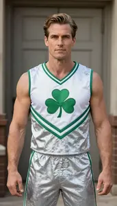 Man In Late 30s Wearing Clovers Cheerleader Costume