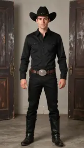 Man In Early 20s Wearing Cowboy Costume