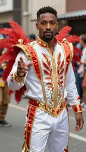 Man In Late 20s Wearing Bold Rio Carnival Costume