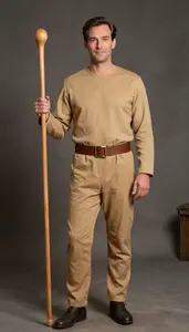 Man In 50s Wearing Wood Carver Costume
