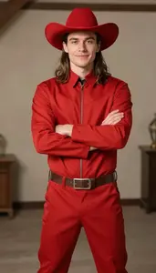 Professional Scandinavian In Striking Cowboy Costume