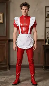 Young Professional Wearing Latex Maid Costume