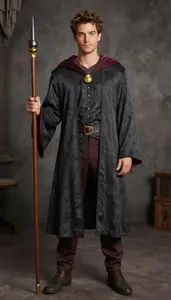 Detailed Anglo In Wizard Costume Family