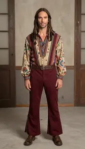Engaging In Colorful Hippy Costume