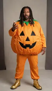 Man In Late 30s Traditional Intricate Pumpkin Costume
