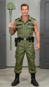 Mature Bold Plastic Army Costume