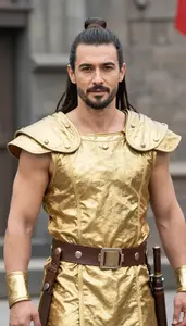 Professional Germanic In Striking Warlord Costume